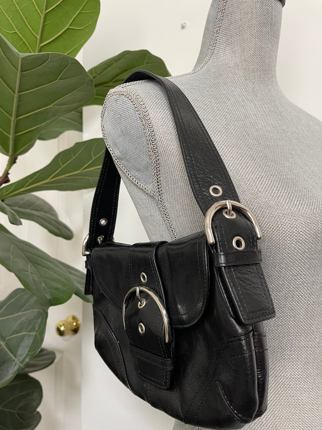 Black Leather Shoulder Bag