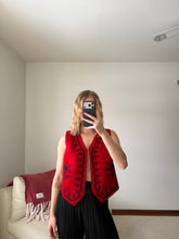 Load image into Gallery viewer, Red Embroidered Wool Vest
