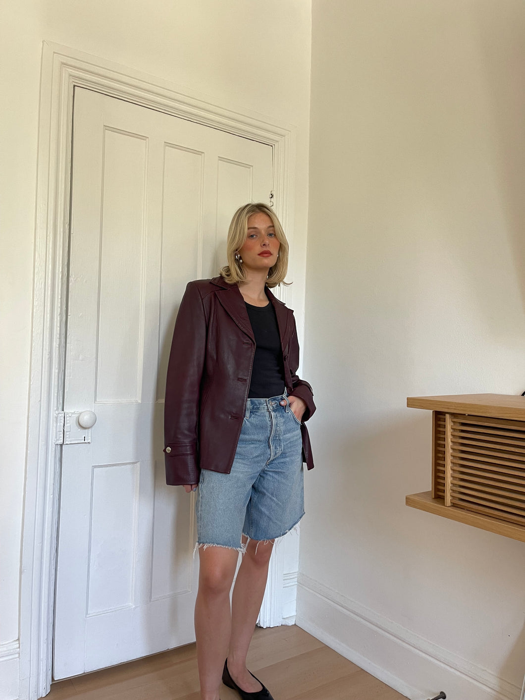 Burgundy Leather Blazer