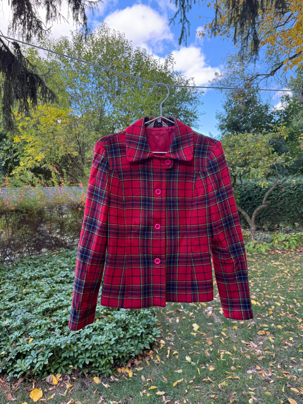 Red Plaid Wool Blazer