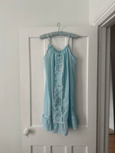 Load image into Gallery viewer, Blue Ruffled Night Gown with Floral Applique
