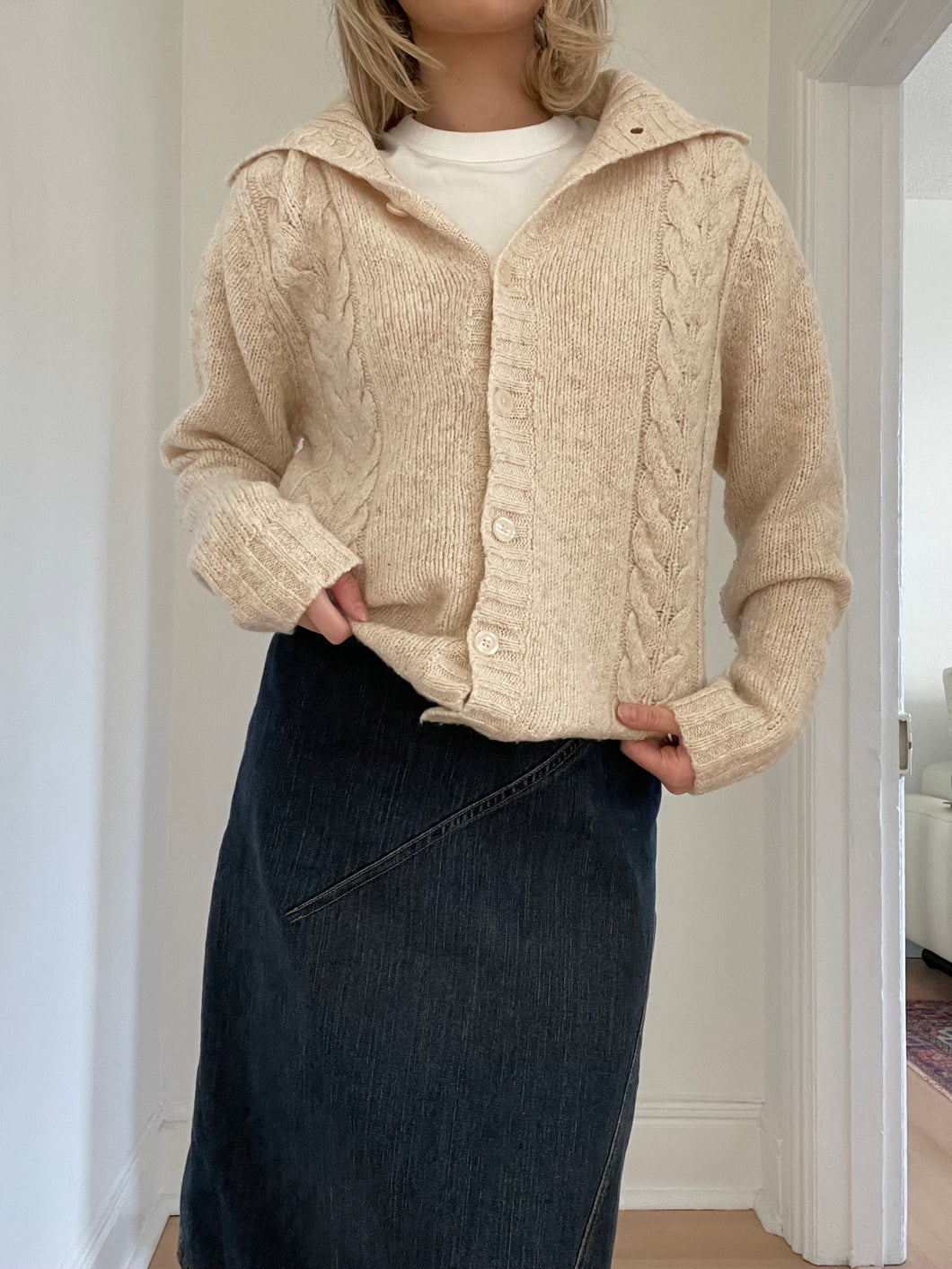 Oatmeal Cable Knit Cardigan