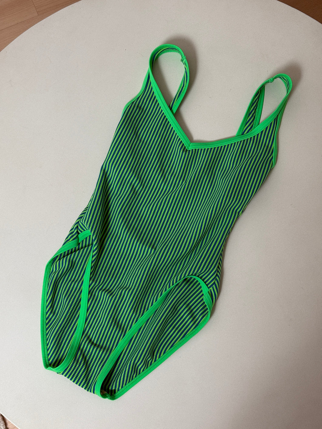 Green and Blue Striped One Piece