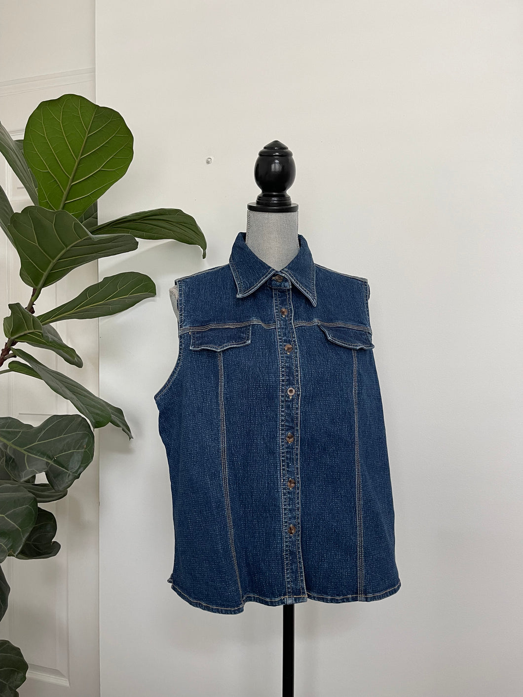 Denim Button Up Vest