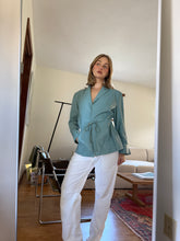 Load image into Gallery viewer, Baby Blue Leather Blazer
