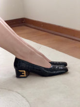 Load image into Gallery viewer, Croc Effect Patent Heels
