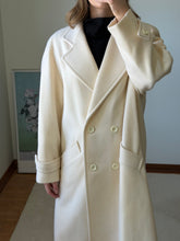 Load image into Gallery viewer, Cream Wool Double Breasted Coat
