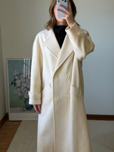 Load image into Gallery viewer, Cream Wool Double Breasted Coat
