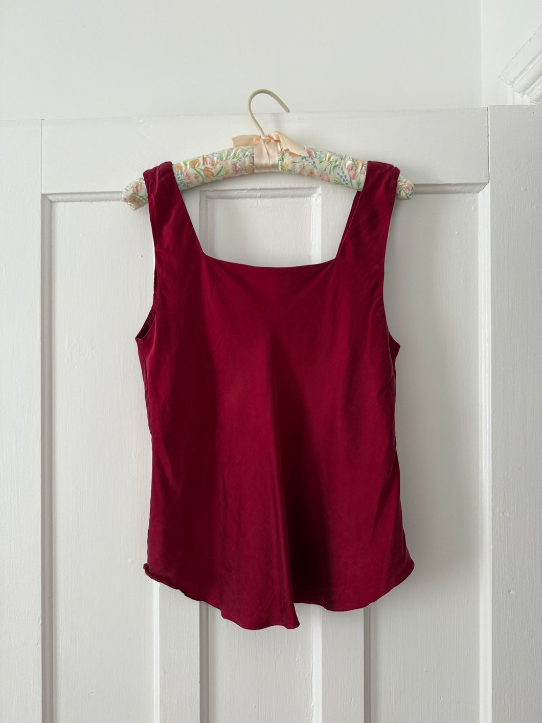 Deep Cherry Red Silk Tank