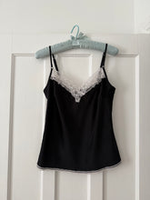 Load image into Gallery viewer, Black and White Lace Trim Cami
