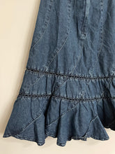 Load image into Gallery viewer, Denim Ruffle Bottom Skirt
