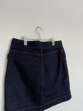 Load image into Gallery viewer, Denim Mini Skirt with Red Stitching
