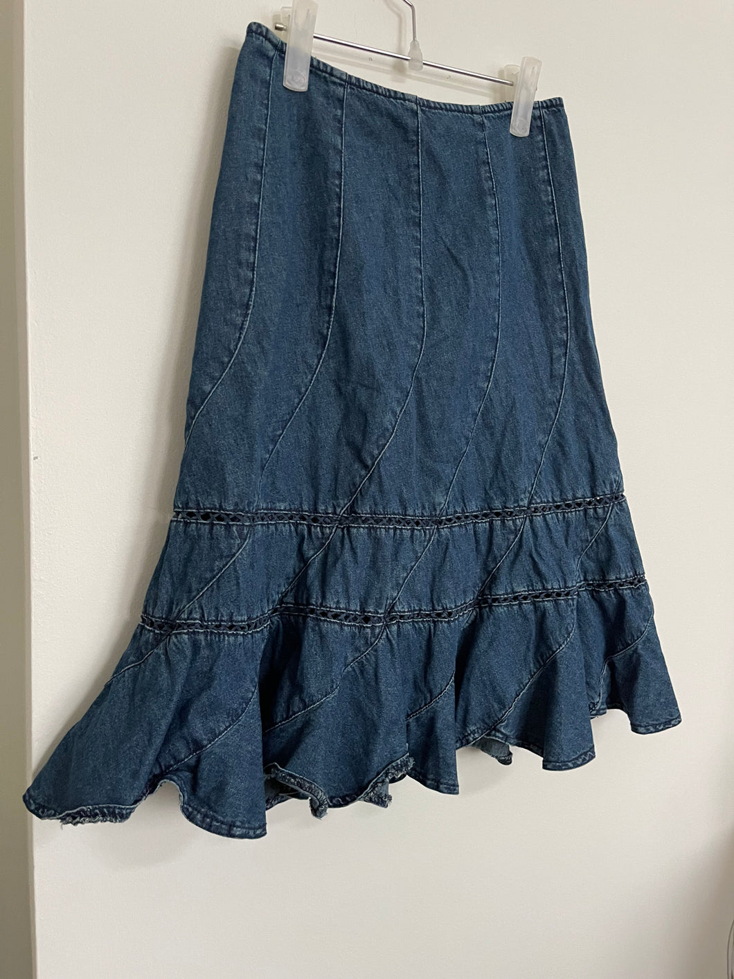 Denim Ruffle Bottom Skirt