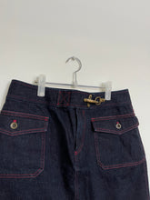 Load image into Gallery viewer, Denim Mini Skirt with Red Stitching
