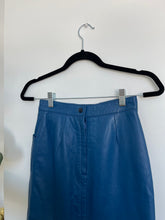 Load image into Gallery viewer, Vintage Blue Leather Midi Skirt
