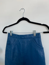 Load image into Gallery viewer, Vintage Blue Leather Midi Skirt
