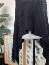 Load image into Gallery viewer, Black Poncho With Fringe
