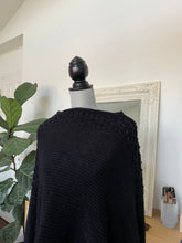 Load image into Gallery viewer, Black Poncho With Fringe
