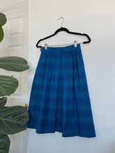 Load image into Gallery viewer, Vintage Blue and Teal Plaid Skirt
