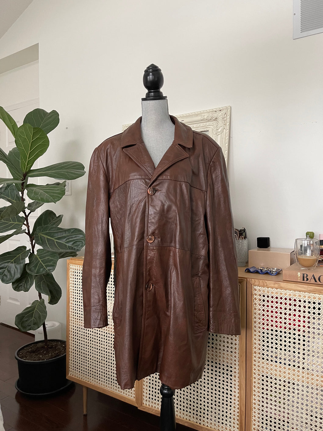 Brown Leather Trench