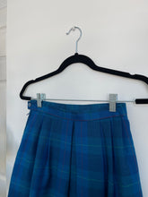 Load image into Gallery viewer, Vintage Blue and Teal Plaid Skirt
