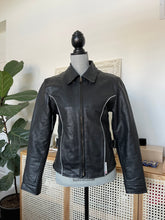 Load image into Gallery viewer, Leather Moto Jacket With White Piping
