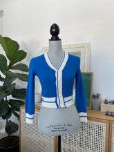 Load image into Gallery viewer, Vintage Blue and Cream Cardigan
