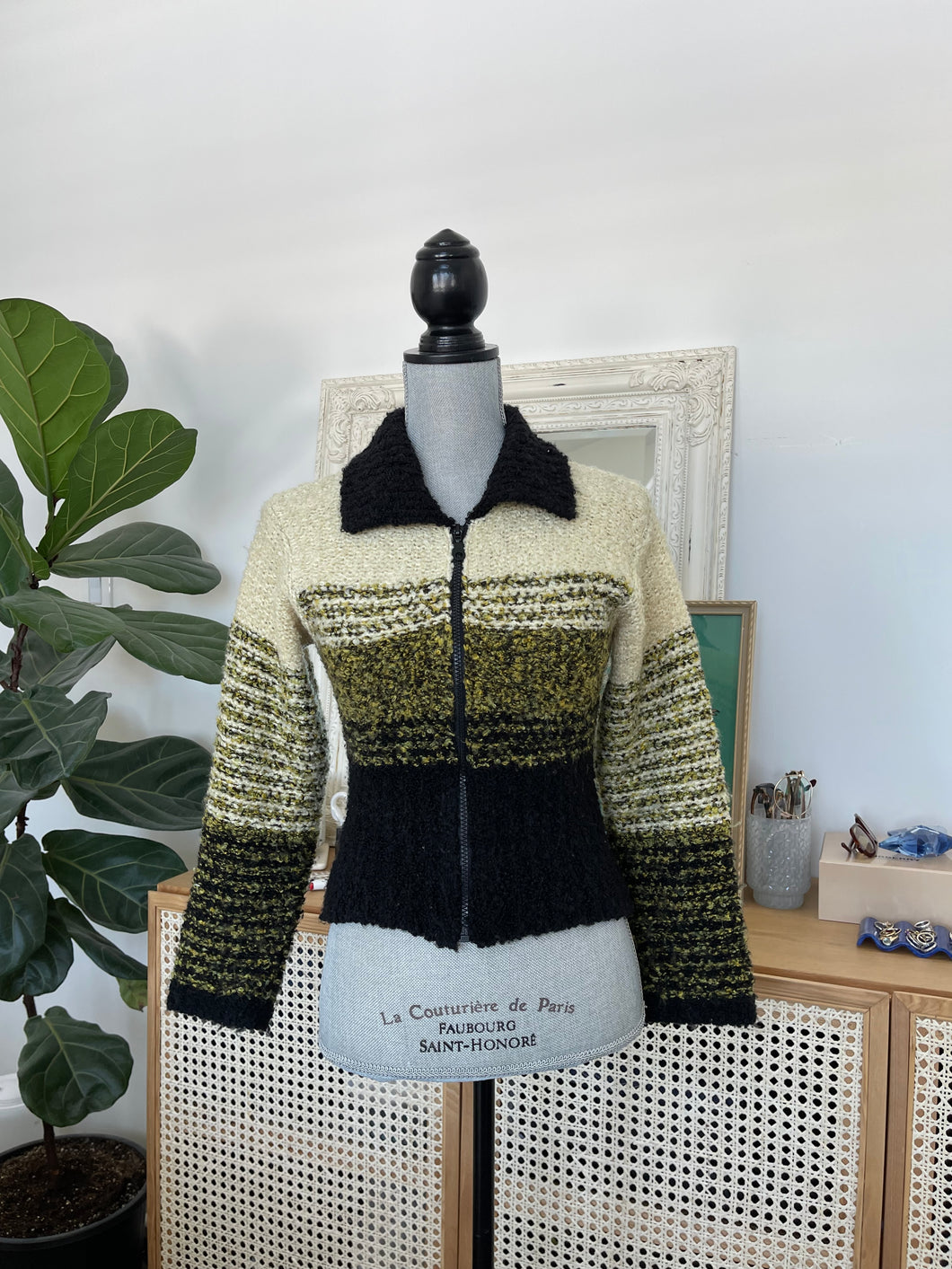 Green & Yellow Speckled Cardigan